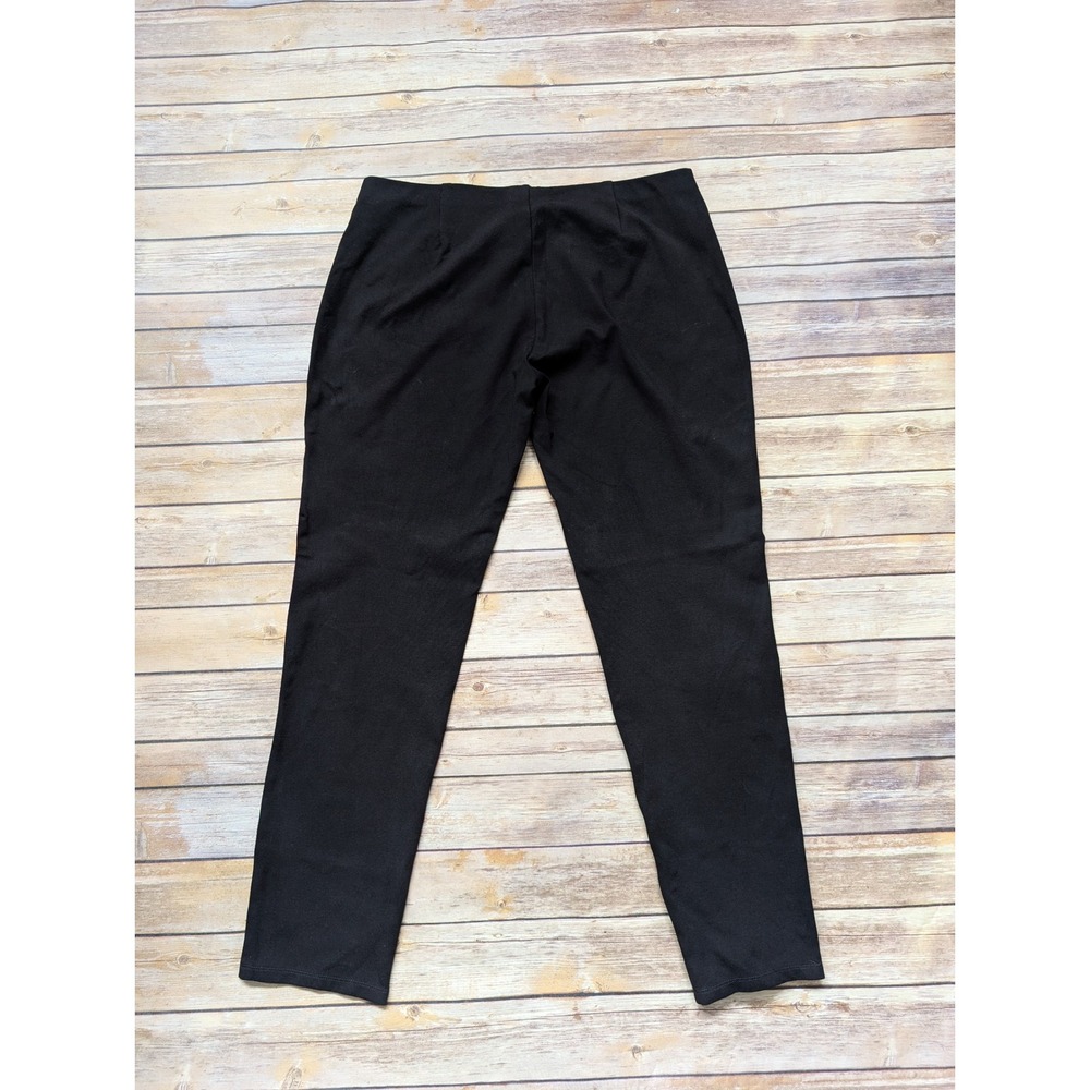 Eileen Fisher Pants Womens L Italian Fabric Black Pull On Ankle Tapered Trousers